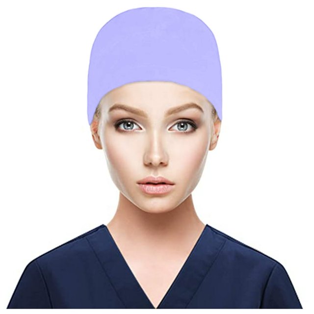 Scrub Cap With Buttons Bouffant Hat With Sweatband for Womens and Mens