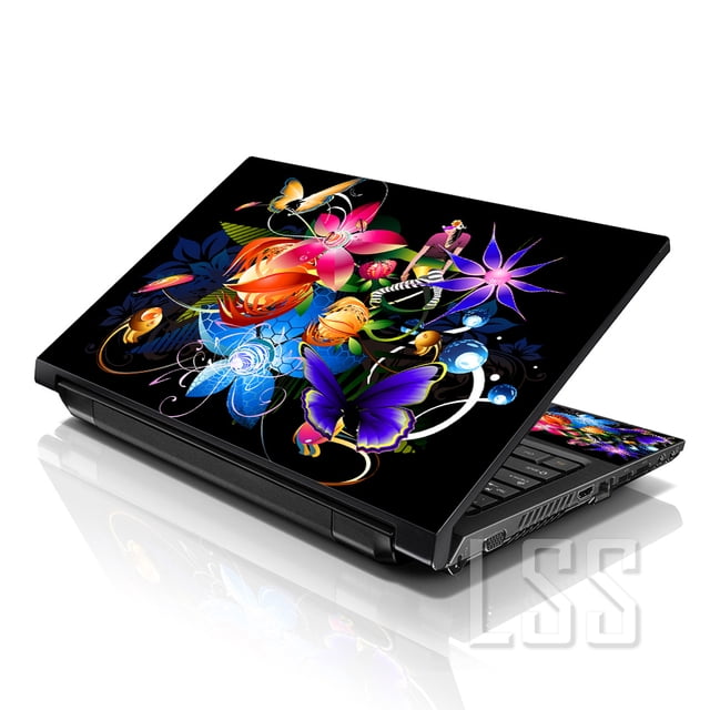 LSS Multi Colored Floral Laptop Skin Sticker Fits 17" to 19" Laptops