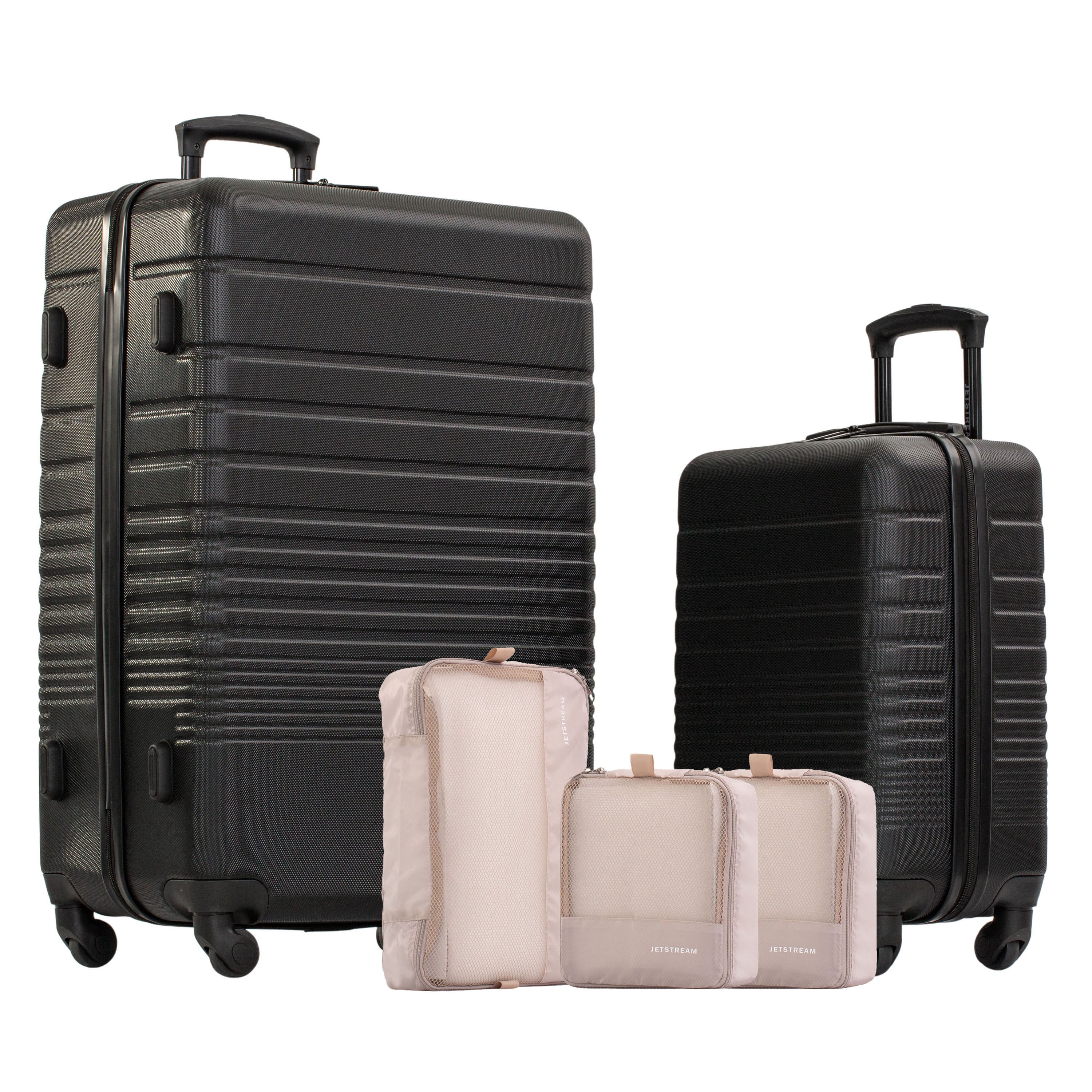 Jetstream 2-Piece Hardside Luggage Set, 20/28 in, with 3 Packing Cubes, Black