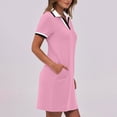 thumbnail image 4 of Mgmyaa Robe Chemise Mini d'Été Décontractée pour Femmes Polo Dress Unie à Manches Courtes, Col en V, Tennis Golf, avec Poches, 4 of 8
