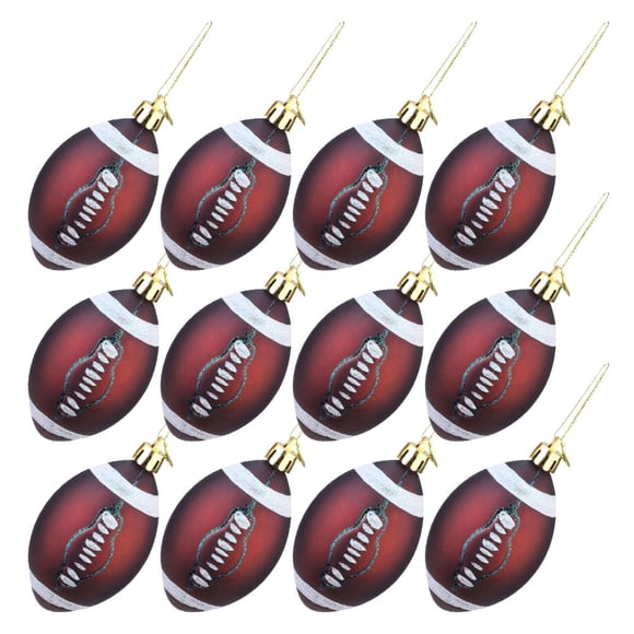 OULII 12 Pcs Décorations Suspendues de Noël Football Ballons de Rugby en Plastique Bruns pour Arbre des Fêtes