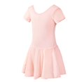 thumbnail image 1 of Robe à Manches Courtes Col Rond, Mode Enfant Été Solide Nœud Collants Fille Danse Bouton Doux Mignon Justaucorps, 1 of 8