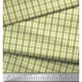 thumbnail image 3 of Soimoi Green Japan Crepe Satin Fabric Window Pane Check Print Fabric by the Yard 42 Inch Wide, 3 of 3