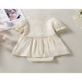 thumbnail image 3 of MesaSe Newborn Girl Short Sleeve Romper  Solid Color Button  Neck Patchwork Dress Style Playsuit Bodysuit, 3 of 6