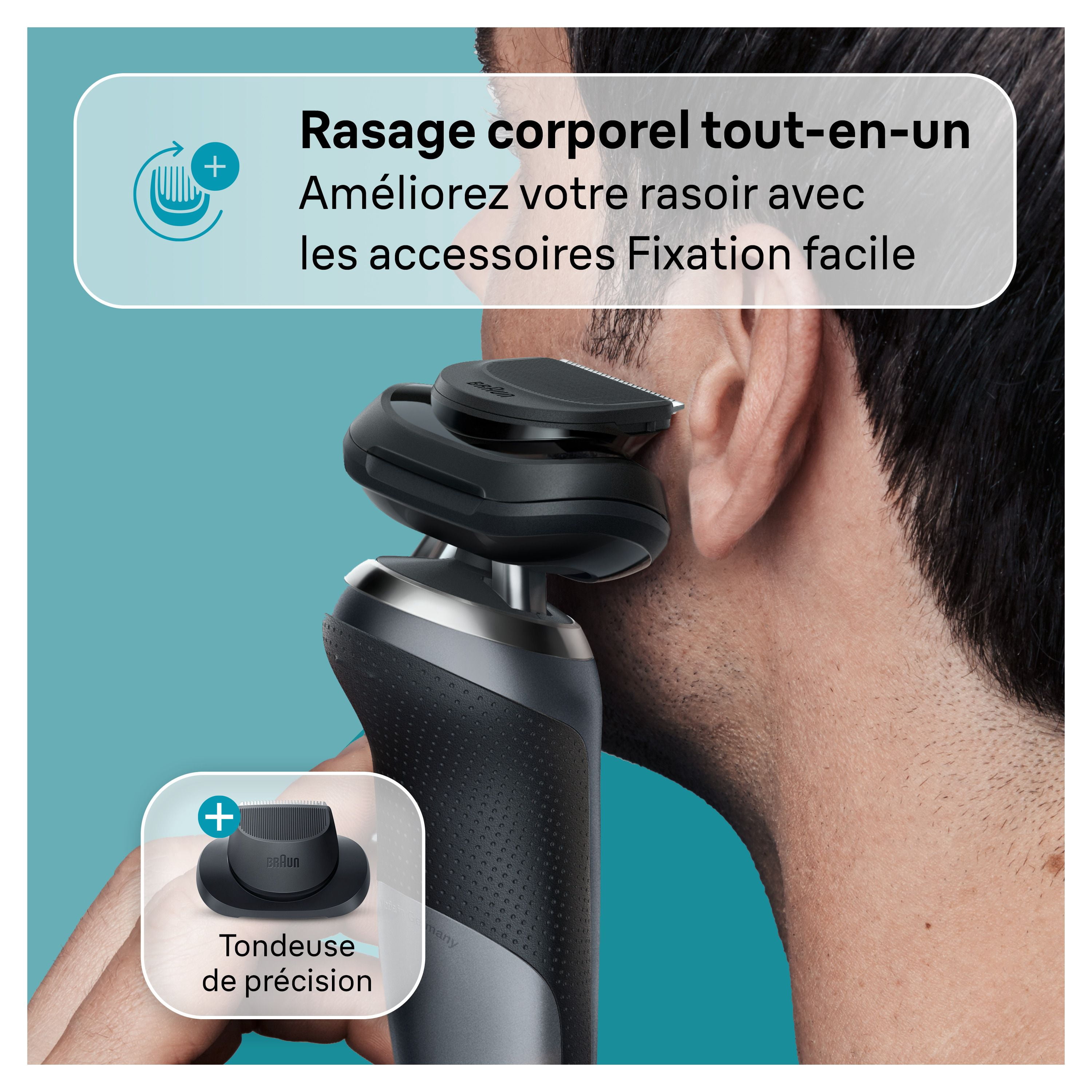 Braun Rasoir Électrique pour Hommes, Series 7 7171cc, Rasage à Sec et sous l'Eau, Modes de Rasage Turbo et Doux, Rasoir à Grille Étanche, Conçu en Allemagne, Centre SmartCare de Nettoyage et de Charge Inclus, avec T de Précision