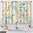 thumbnail image 1 of Colorful Leaves Kitchen Curtains - Floral Spring Botanical Tier Cafe Curtains Farmhouse Country Small Window Curtains for Bathroom Living RV Rod Pocket Window Drapes 36 Inch 2 Panels Set 28 "x36", 1 of 5