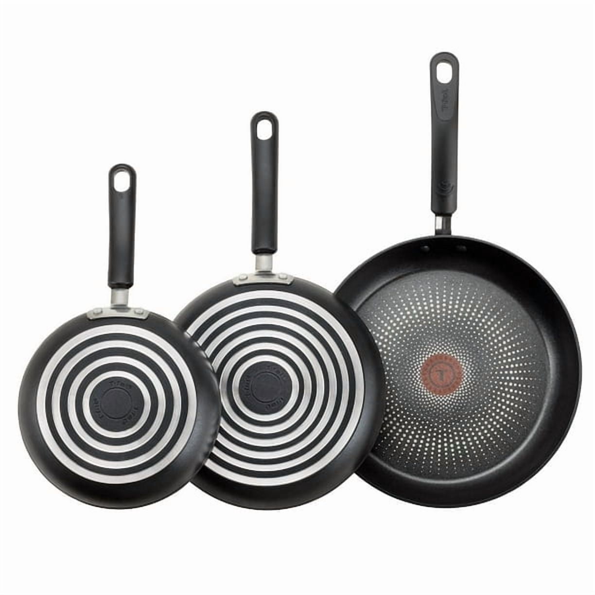 T-fal 3-Piece Skillet Set, Heavy Gauge Forged Aluminium with Titanium Non-stick Coating, Dishwasher Safe