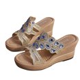 thumbnail image 2 of hopeusnice Clearance Women's Rhinestone Wedge Sandals Open Toe Summer Slip On Platform Beach Shoes Comfortable High Heel Wedge Sandals Blue 42, 2 of 6