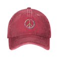 thumbnail image 1 of ZICANCN Casquette de Baseball Ajustable pour Femmes, Chapeaux Signe de Paix Arc-en-Ciel Fleuri pour Hommes Adultes en Denim de Coton Lavé Mode, Rouge, 1 of 6