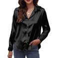 thumbnail image 2 of Innerwin Tops Lapel Neck Women Shirts Work Button Down Single Breasted Blouse Black M, 2 of 7