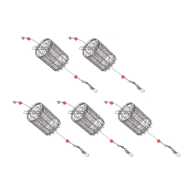 Cage à Leurres de Pêche, Panier de Cage à Appâts de Pêche Portable 5 Pcs en Acier Inoxydable pour Carpe pour Rivière m