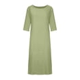 thumbnail image 4 of TIMIFIS Robe en Coton et Lin pour Femme Décontractée Ample Robe d'Été Longue Robe à Manches Courtes Robes Maxi Été Grande Taille Robe de Plage Été, 4 of 6