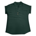 thumbnail image 3 of 2025 Women Spring Summer Clothing Women Fall Shirts Solid Button Back Ruffled Oversized Tee for Women Trim Blouse Casual Short Womens Blouses Button Down Sleeve Blouse, 3 of 4
