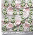 thumbnail image 1 of Soimoi Georgette Viscose Fabric Leaves & Magnolia Floral Fabric Prints by Yard 42 Inch Wide, 1 of 3