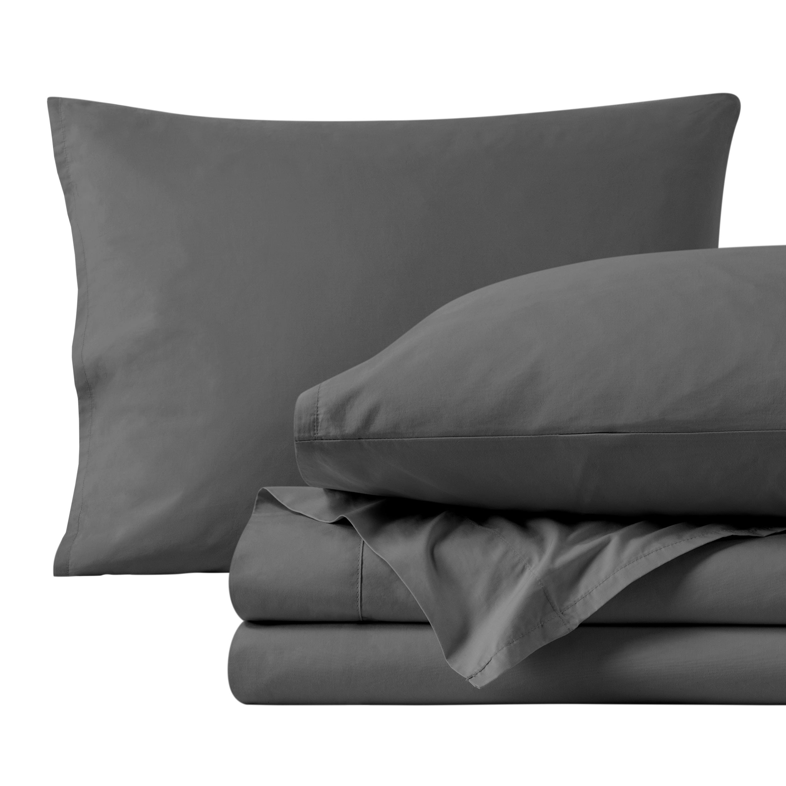 Bare Home Organic Percale Sheet Set - 300 Thread Count - 100% Organic Cotton - Full, Gray
