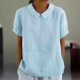 thumbnail image 2 of TINZ T-Shirt Rétro Mode Femme Couleur Unie Ample Col Rabattu T-Shirt Court Manches Longues T-Shirt Manches Longues Femme Course T-Shirt Manches Courtes Femme T-Shirt Été Athlétique Femme, 2 of 8