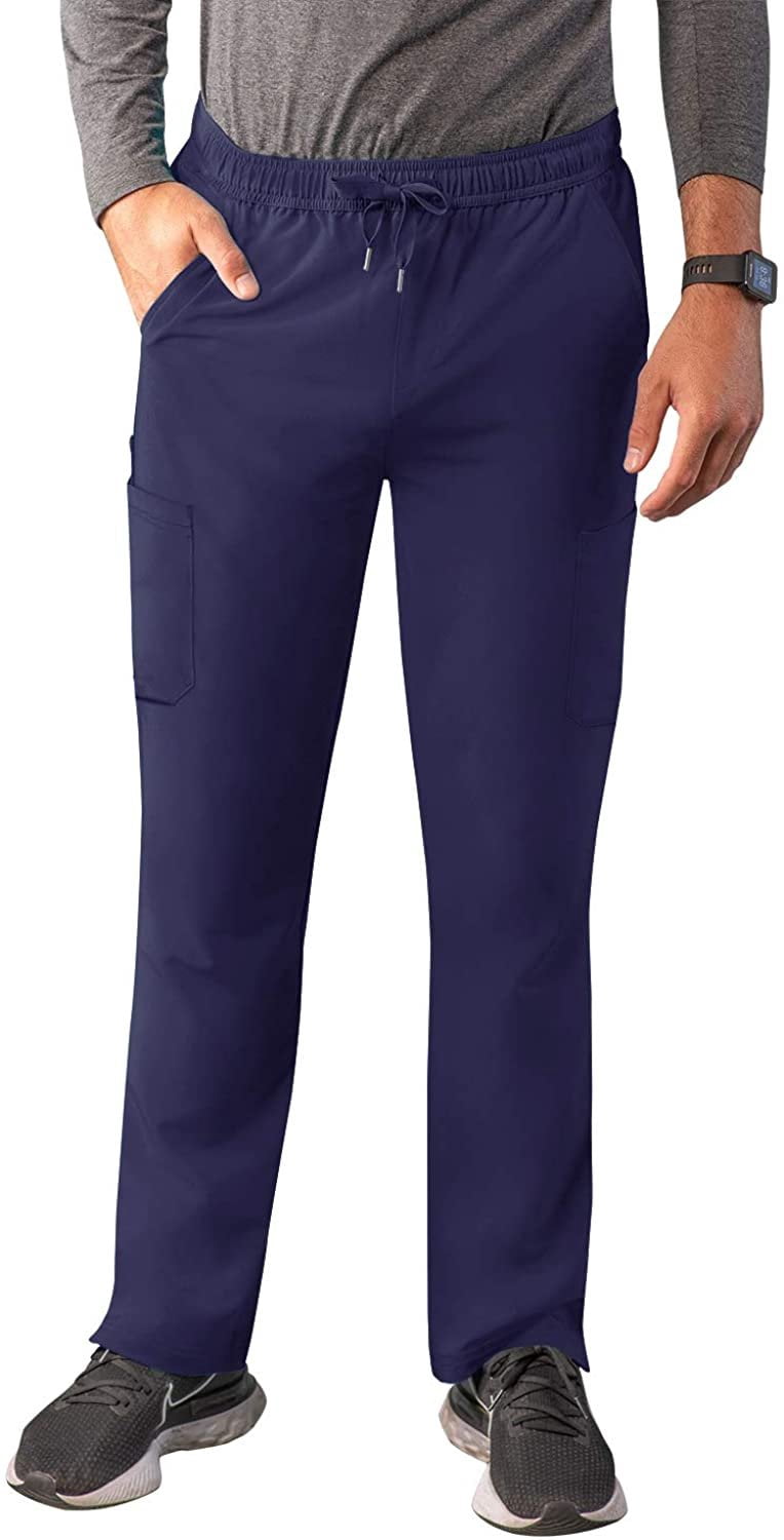 Adar Addition Scrubs for Men - Slim Leg Cargo Drawstring Scrub Pants - A6106 - Navy - XS