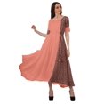 thumbnail image 2 of Moomaya Robe Midi en Viscose à Manches Courtes Imprimée Style Santoon à Taille à Cordon pour Femmes, 2 of 5