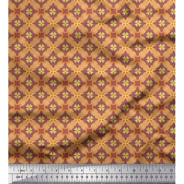 Soimoi Rayon Fabric Check & Moroccan Ethnic Decor Fabric Printed Yard 56 Inch Wide