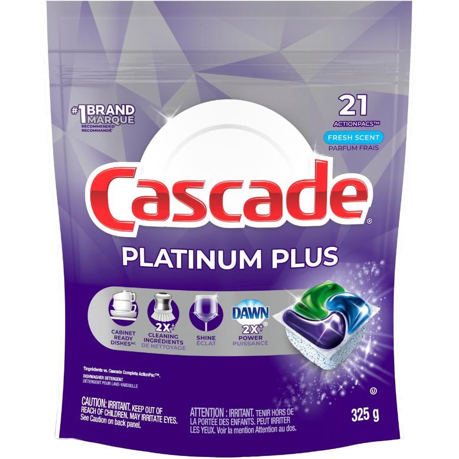 Cascade Platinum Plus Dishwasher Pods, Dish Detergent ActionPacs, Fresh 21CT