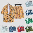 thumbnail image 2 of MYG Ensemble 2 Pcs pour Homme, Chemise à Manches Courtes à Imprimé Floral et Short, Style Hawaïen de Plage, 2 of 9