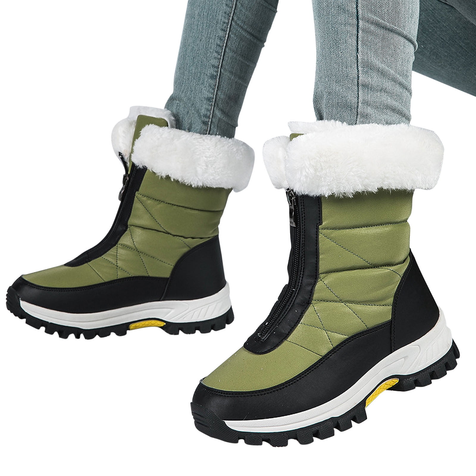 Chaussures pour Femmes Hiver Extérieur Neige Chaussures pour Femmes Peluche Épaisses Isolation Coton Imperméables Tourisme Rural Ski Chaussures Bottes d'Automne Femmes en Liquidation