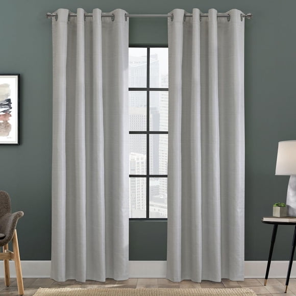 Silas 100% Blackout Grommet Curtain Panel Pair 52" x 95" each in Oyster