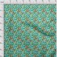 thumbnail image 4 of oneOone Velvet Aqua Blue Fabric Tropical Dress Material Fabric Print Fabric By The Yard 58 Inch Wide, 4 of 5