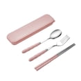 thumbnail image 2 of Stainless Steel Portable Cutlery Set Chopsticks Spoon Fork Three Piece Gift For Office Work Travel Camping, 2 of 8