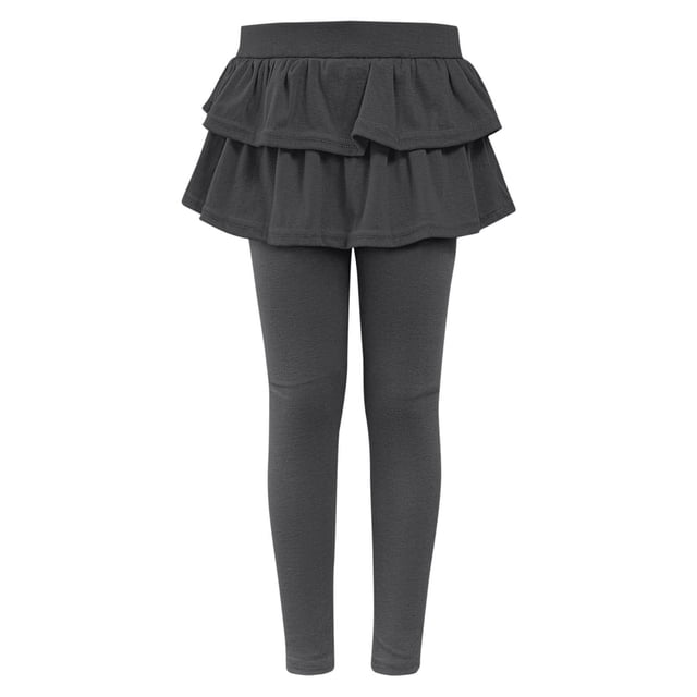 Girls' Elastic Pants & Skirts Set,Multi-Color Casual Wear For Ages 3-10 Stretchy Fabric Dark Gray 100