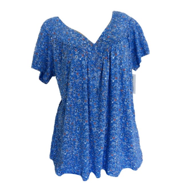 CEHVOM Blouse à Manches Courtes Col en V Imprimée pour Femmes Grande Taille