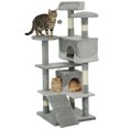 thumbnail image 1 of PawHut Arbre à Chat Tour de 53 Pouces, Grand Condo pour Chat - Gris, 1 of 10