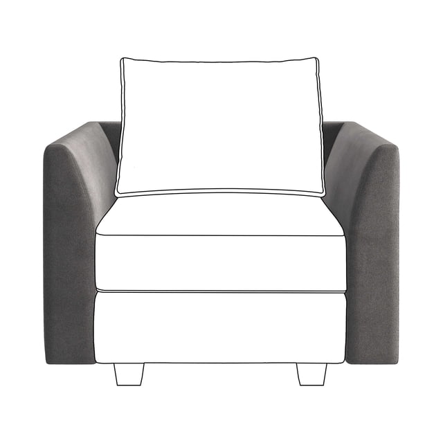 HONBAY Velvet Side Armrest Module for Modular Sectional Sofa Couch Pair of Armrests, Dull Grey