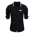 thumbnail image 1 of GigrtiJin Mens Button down Shirts Fall Long Sleeves Loose Solid Color Shirts Casual Fashion Work Tops Blouses, 1 of 2