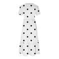 thumbnail image 4 of Tumotour Robe d'Été pour Femmes, Imprimée, Ample, Décontractée, à Manches Courtes, Col Ras du Cou, Ligne A, Évasée, Fluide, à Étages, Chemise, Maxi, Plage, Longue, 2025, Tenues Tendance avec Poches, 4 of 4