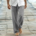 thumbnail image 2 of WRKEKC Casual Pants for Men Relaxed Fit Straight Leg Beach Pants with Drawstring and Pockets Solid Color for Summer Wear, 2 of 6