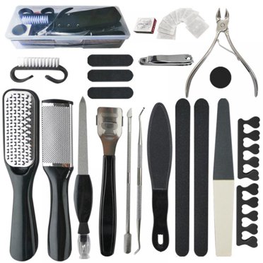CHOK Trousse de Pédicure 23 en 1 Ensemble de Lime pour Pied Trousse de Soins des Pieds en Acier Inoxydable Éliminateur de Cal et de Peau Morte Râpe pour Pied Pelable Trousse de Pédicure Outils Professionnels de Pédicure pour Femmes Hommes Salon Maison