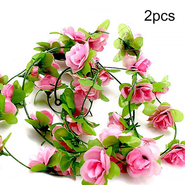 2Pcs Artficial Small Rose Rattan Imitation Flower Hanging Vine Fake Plant Decoration for Home Wedding Party