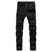 Ketyyh-chn99 Baggy Jeans for Men Y2K Streetwear Men's Jeans Comfort Stretch Denim Straight Leg Relaxed Fit Jeans Size for 34,Black