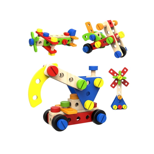 Tooky Toy Fun and Educational Wooden 52-Piece Construction