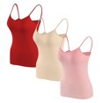 thumbnail image 1 of Timegard Camisoles pour Femmes 3 Pcs avec Soutien-Gorge Intégré Col Rond Bretelles Spaghetti Ajustées Douces Maillots de Corps Décontractés Hauts de Pyjama, 1 of 6