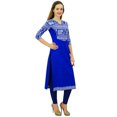 thumbnail image 2 of Phagun Kurta en Coton pour Femmes Tunique Bleue Ethnique Manches 3/4 Kurta-6, 2 of 8