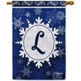 thumbnail image 1 of Welcome Winter Snowflake Monogram L Decorative House Flag Initial Letter Snow Deocr Banner for Inside and Outside 28x40 Inch Double Sided, 1 of 6