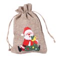 thumbnail image 1 of Agiferg Christmas Printed Linen Gift Bag Santa Backpack Candy Bag Apple Bag 1PC, 1 of 9