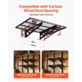 thumbnail image 3 of VEVOR 2-Tier Heavy Duty Wall Garage Shelving, 2 x 3 ft Steel Wall Mounted Shelving Unit with Hooks, 24 x 36 Inch Per Shelf Floating Storage Metal Rack for Garage, 500 lbs Total Weight Capacity, Black, 3 of 9