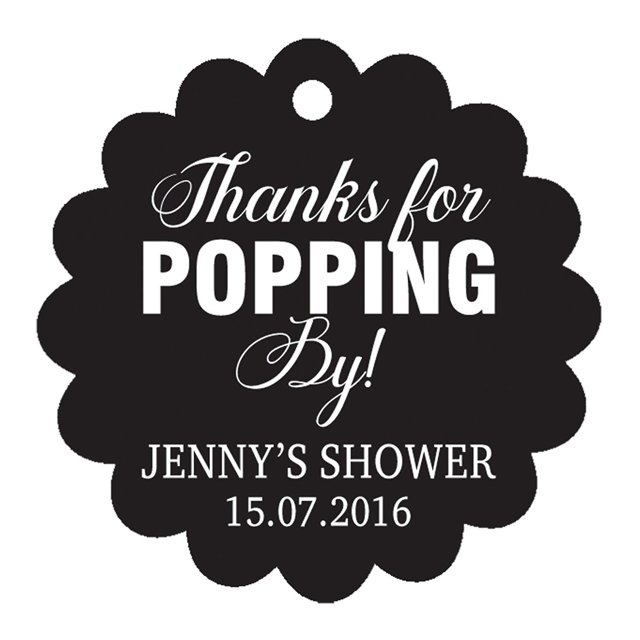 100 PCS Personalized Baby Shower Favors Tags Custom Quote Thank You For Popping By Baby Shower Gift Hang Tags