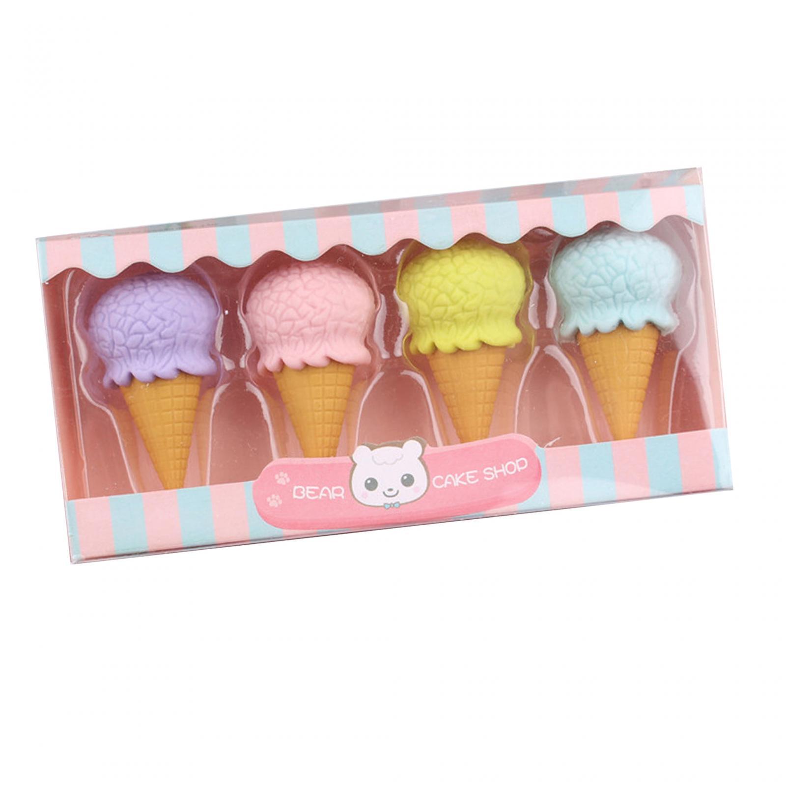 Creative Dessert Erasers Holiday Prize Gift Portable Gift Box Erasers for Office Cone