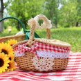 thumbnail image 2 of 1Pcs Lace Decor Large Capacity Handmade Camping Storage Basket Natural Wicker Basket with Handle Lid Camping Accessories, 2 of 10