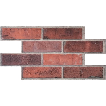 Smart Tiles Carreaux Muraux Dosseret Pelables et Autocollants, Rouge Brique, 2 Pcs, 21.28 Po x 10.86 Po