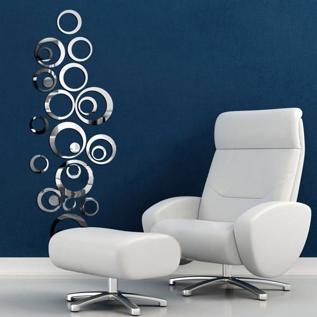 Circles Mirror Style Removable Decal Vinyl Art Wall Sticker Home Decor